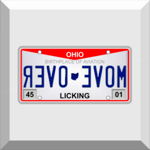 Bumper Sticker – License Plate – MOVE OVER (Rearview Mirror)